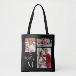 Monogram Familie Fotocollage Gepersonaliseerd Tote Bag