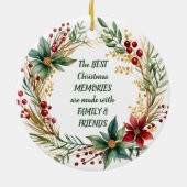 Monogram Familie Herinneringen Kerstkrans Keramisch Ornament (Achterkant)