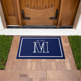 Monogram Familie Jaar Marineblauw Champagne Deurmat