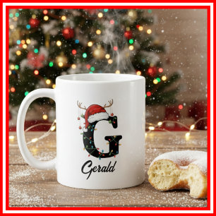 Monogram Familie Kerst Antliers Kerstman Hoed FOTO Koffiemok