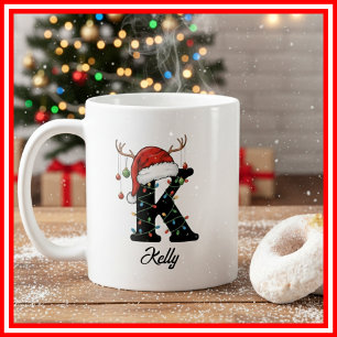 Monogram Familie Kerst Antliers Kerstman Hoed FOTO Koffiemok