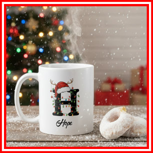 Monogram Familie Kerst Antliers Kerstman Hoed FOTO Koffiemok