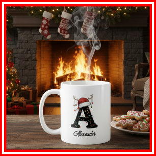 Monogram Familie Kerst Antliers Kerstman Hoed FOTO Koffiemok
