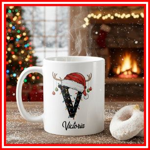 Monogram Familie Kerst Antliers Kerstman Hoed FOTO Koffiemok
