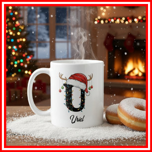 Monogram Familie Kerst Antliers Kerstman Hoed FOTO Koffiemok