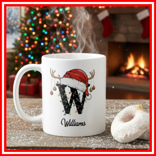 Monogram Familie Kerst Antliers Kerstman Hoed FOTO Koffiemok