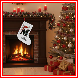 Monogram Familie Kerst Antliers Santa Hoed Klein Kleine Kerstsok