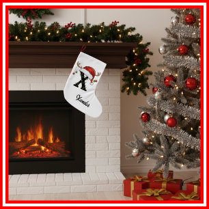 Monogram Familie Kerst Antliers Santa Hoed Klein Kleine Kerstsok