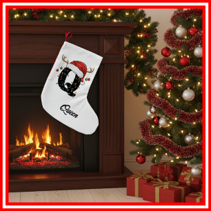 Monogram Familie Kerst Antliers Santa Hoed Klein Kleine Kerstsok