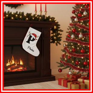 Monogram Familie Kerst Antliers Santa Hoed Klein Kleine Kerstsok