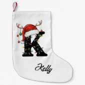 Monogram Familie Kerst Hirtenhoed Santa Muts Klein Kleine Kerstsok (Voorkant)