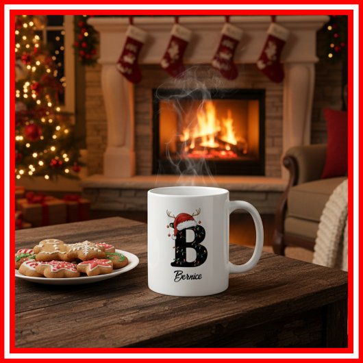 Monogram Familie Kerstgewei Santa Hat FOTO Koffiemok