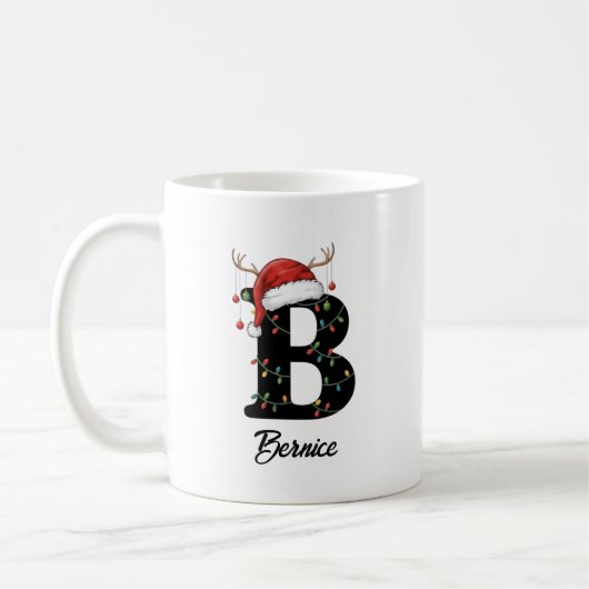 Monogram Familie Kerstgewei Santa Hat FOTO Koffiemok (Links)