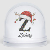 Monogram Familie Kerstgewei Santa Hat FOTO Sneeuwbol (Voorkant)