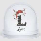 Monogram Familie Kerstgewei Santa Hat FOTO Sneeuwbol (Voorkant)