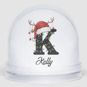 Monogram Familie Kerstgewei Santa Hat FOTO Sneeuwbol (Voorkant)