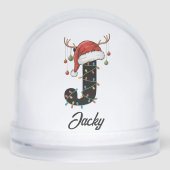 Monogram Familie Kerstgewei Santa Hat FOTO Sneeuwbol (Voorkant)