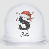 Monogram Familie Kerstgewei Santa Hat FOTO Sneeuwbol (Voorkant)