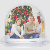 Monogram Familie Kerstgewei Santa Hat FOTO Sneeuwbol (Achterkant)