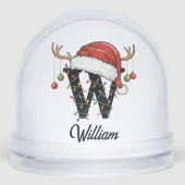 Monogram Familie Kerstgewei Santa Hat FOTO Sneeuwbol (Voorkant)