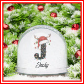 Monogram Familie Kerstgewei Santa Hat FOTO Sneeuwbol