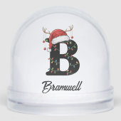 Monogram Familie Kerstgewei Santa Hat FOTO Sneeuwbol (Voorkant)