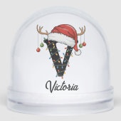 Monogram Familie Kerstgewei Santa Hat FOTO Sneeuwbol (Voorkant)