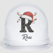 Monogram Familie Kerstgewei Santa Hat FOTO Sneeuwbol (Voorkant)