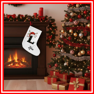 Monogram Familie Kerstgewei Santa Hat Klein Kleine Kerstsok