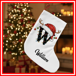 Monogram Familie Kerstgewei Santa Hat Klein Kleine Kerstsok