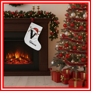 Monogram Familie Kerstgewei Santa Hat Klein Kleine Kerstsok