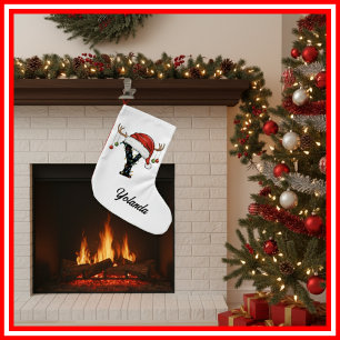 Monogram Familie Kerstgewei Santa Hat Klein Kleine Kerstsok