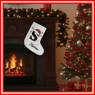 Monogram Familie Kerstgewei Santa Hat Klein Kleine Kerstsok