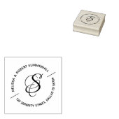 Monogram Familie Koppel Rond Adres Rubberstempel (Gestempeld)