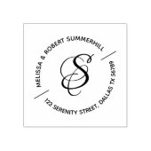 Monogram Familie Koppel Rond Adres Rubberstempel (Afrduk)