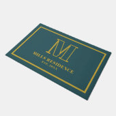Monogram Familie Opgericht Teal Goud Deurmat (Schuin)