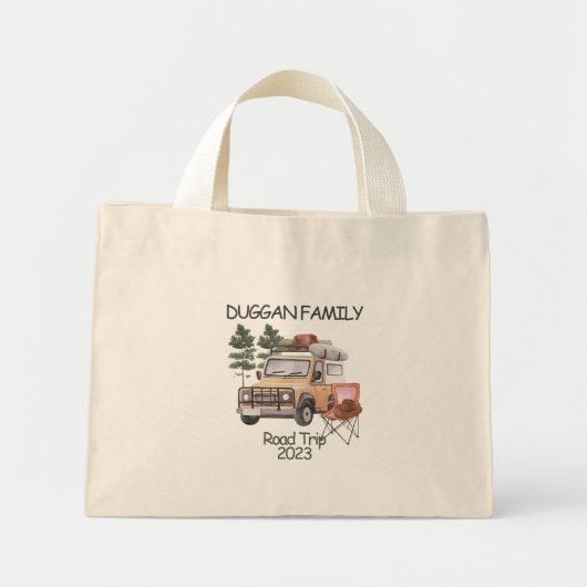 Monogram Familie Road Trip Gepersonaliseerde Tekst Mini Tote Bag (Voorkant)