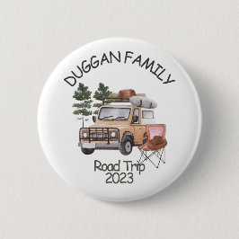 Monogram Familie Road Trip Gepersonaliseerde Tekst Ronde Button 5,7 Cm