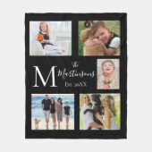 Monogram Familie Vijf Foto Collage Fleece Deken (Voorkant)