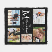 Monogram Familie Vijf Foto Collage Fleece Deken (Voorkant (Horizontaal))
