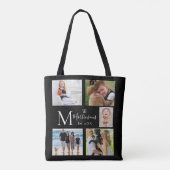 Monogram Familie Vijf Foto Collage Tote Bag (Achterkant)