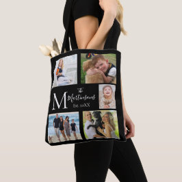 Monogram Familie Vijf Foto Collage Tote Bag
