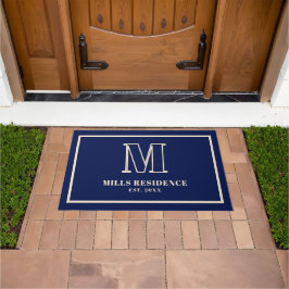 Monogram Familiejaar Navy Blauw Champagne Deurmat