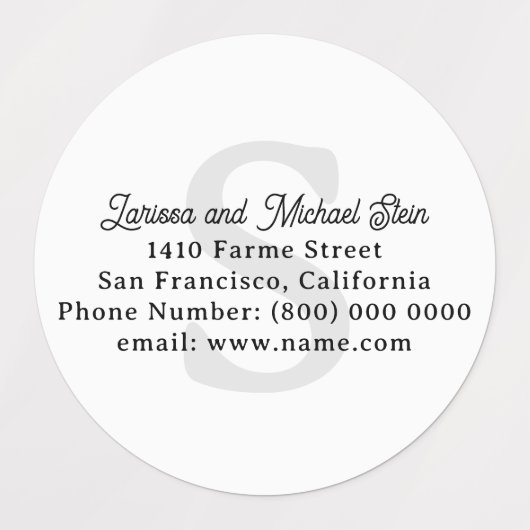 Monogram Familienaam Adres Wit Labels (Design 2)