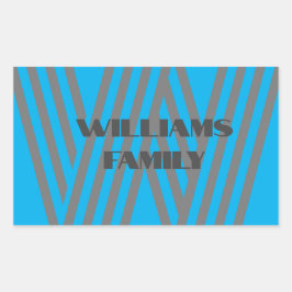 Monogram familienaam blauw grijs moderne Sticker