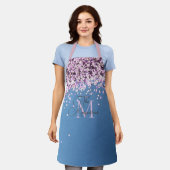 Monogram familienaam Confetti op blauw Schort (Gedragen)