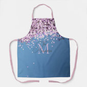 Monogram familienaam Confetti op blauw Schort (Voorkant)
