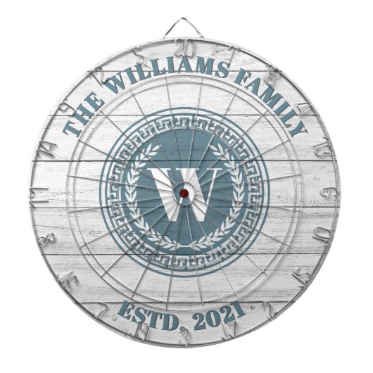 Monogram Familienaam  Crest Dartbord (Voorkant)