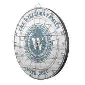 Monogram Familienaam  Crest Dartbord (Voorkant Rechts)