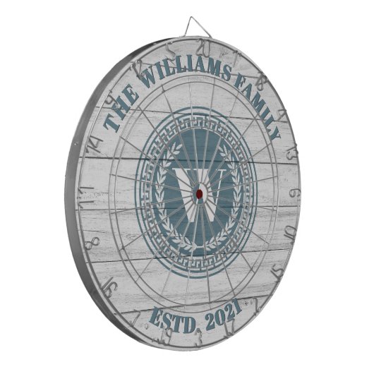 Monogram Familienaam  Crest Dartbord (Voorkant Links)